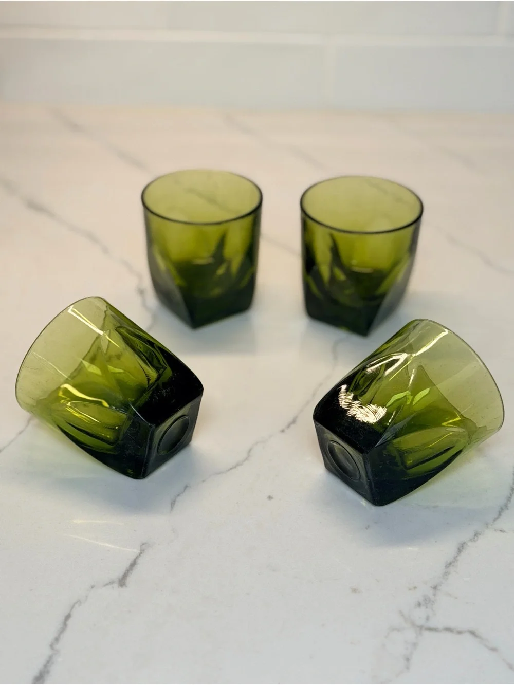 Green Vintage Glass Tumbler Set - 4 Pack